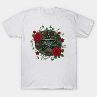 Gothic Pentacle with Roses T-Shirt